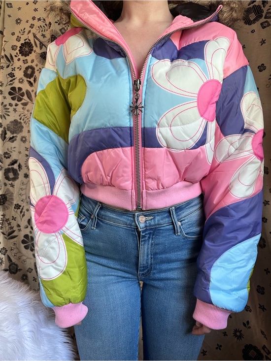 Dolls Kill Jackets & Blazers - Dolls Kill • x Delia’s Show & Tell Colorful Floral Quilted Puffer Jacket